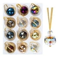 thumbnail image 1 of Christmas Ornaments Glass, Multicolored Crystal Ornaments, 12 Pcs Vintage Xmas Tree Decorations for Wedding Party Home, Elegant Hanging Glass Ornaments with Golden Rope, 0.87 Inch, 1 of 6