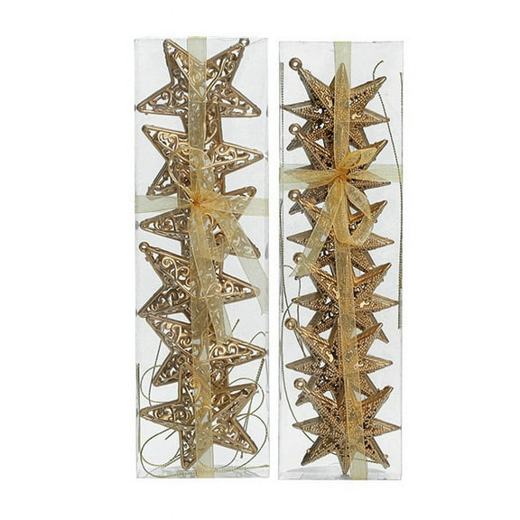 Christmas Ornaments Gold Party Supplies Star Flash Hanging Stars Retro Trees Decoration