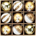 Christmas Ornaments, Gold White Christmas Tree Decorations, 9ct 60mm