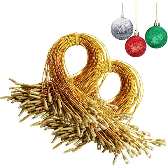 Christmas Ornaments Hanger String 200Pcs Ribbon Ornament Hook Ropes Precut String with Snaps Locking for Xmas Ornament Hanging Decorations