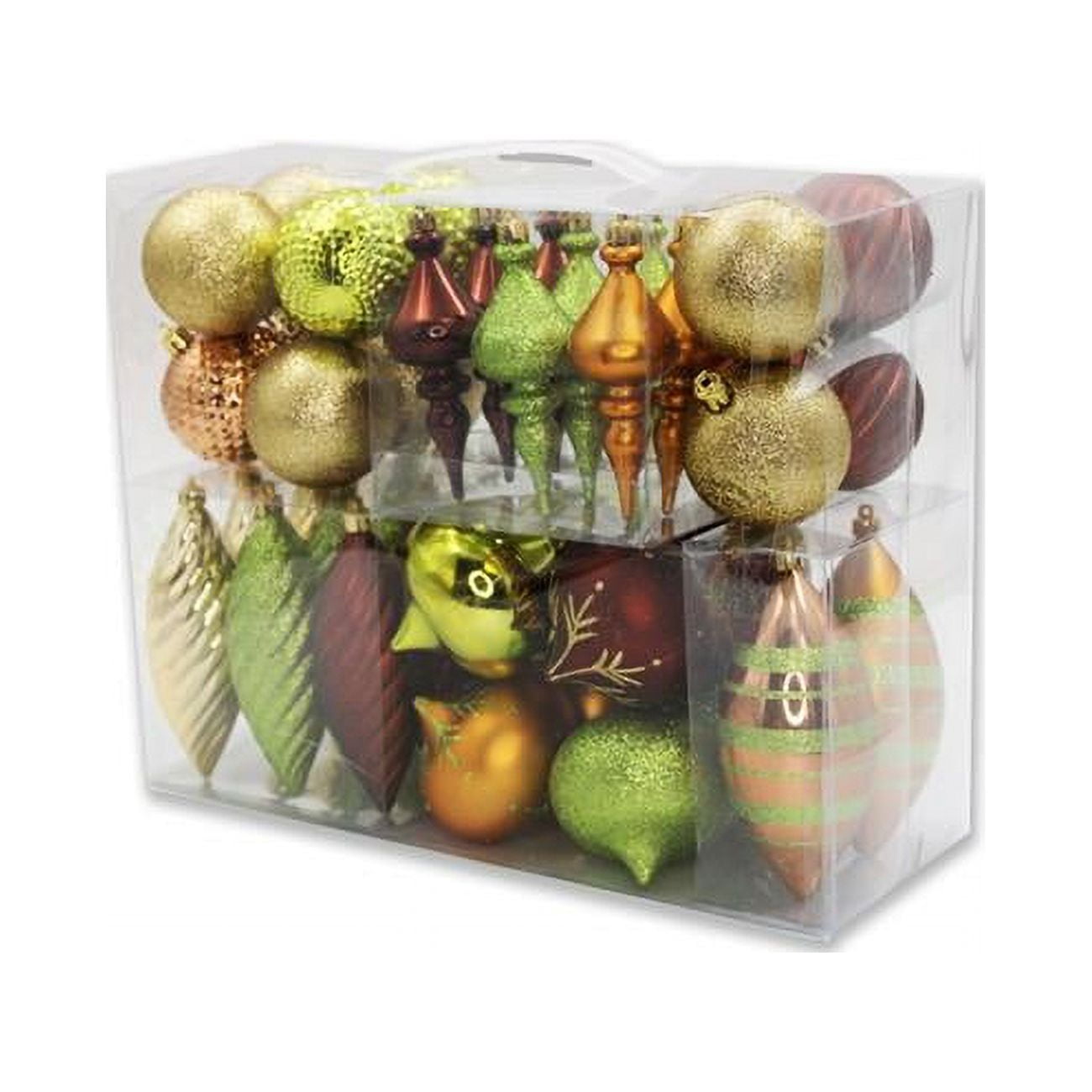 Assorted Brown, Copper, Lime Green, Gold Holiday Ornament Set