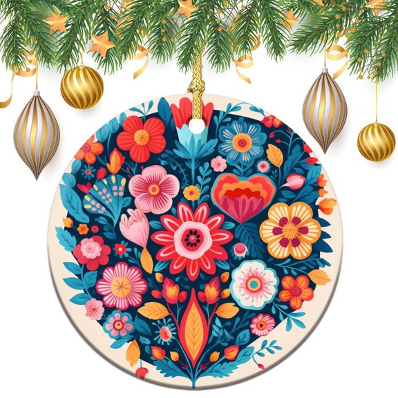Christmas Ornaments Love Floral Funny Christmas Ornaments Blue Orange Flower Ornament Christmas Holiday Decorations