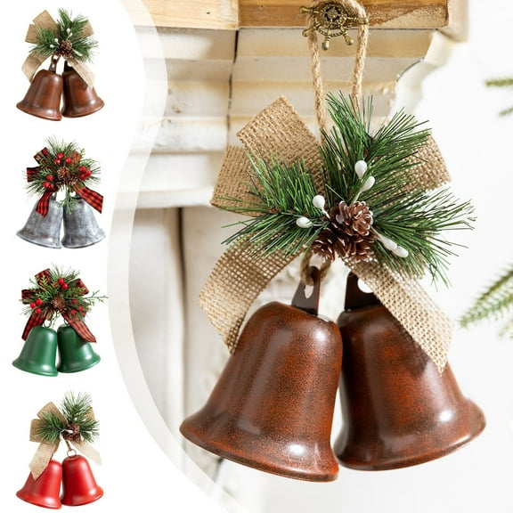 Christmas Ornaments,Opening Double Bells Retros Christmas Decoration Bells Christmas Tree Pendant Home Atmospheres Ornament Christmas Indoor and Outdoor Decorations,Red