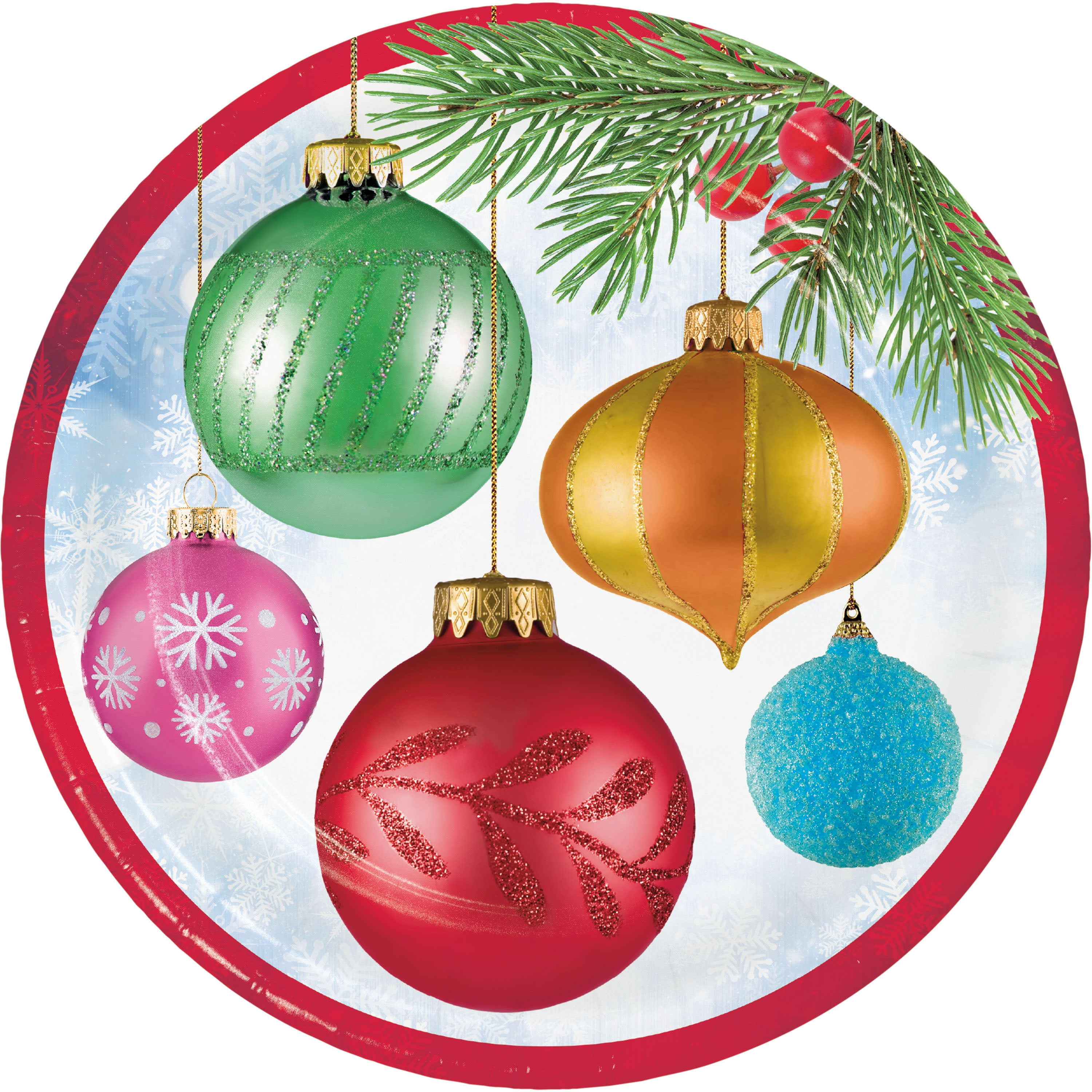 Christmas Ornaments Paper Plates, 24 ct