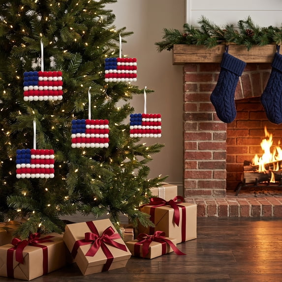Christmas Ornaments Patriotic Tree Decoration Flag Hanging Ornaments Festive for Xmas Tree Stocking Stuffers Holiday Gifts Christmas in July Decorations Christmas Decor by MPOISVA