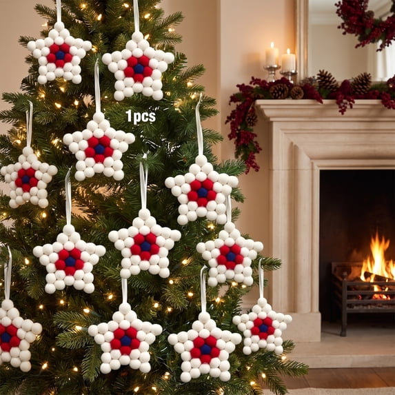 Christmas Ornaments Patriotic Tree Decoration Flag Star Hanging Ornaments Festive for Xmas Tree Stocking Stuffers Holiday Gifts Christmas in July Decorations Christmas Decor by MPOISVA