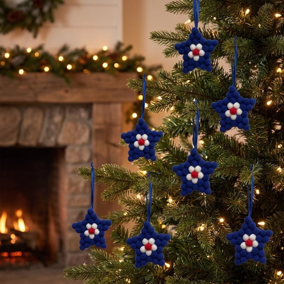 Christmas Ornaments Patriotic Tree Decoration Flag Star Hanging Ornaments Festive for Xmas Tree Stocking Stuffers Holiday Gifts Christmas in July Decorations Christmas Decor by MPOISVA