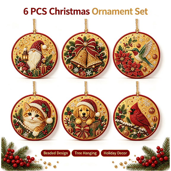 Christmas Ornaments Pearl Diamond Art Kits For Adults, Diy Wooden Diamond Art Christmas Ornaments For Christmas Tree With Pearls, Hanging Special-Shaped Gems , Christmas Decor Craft