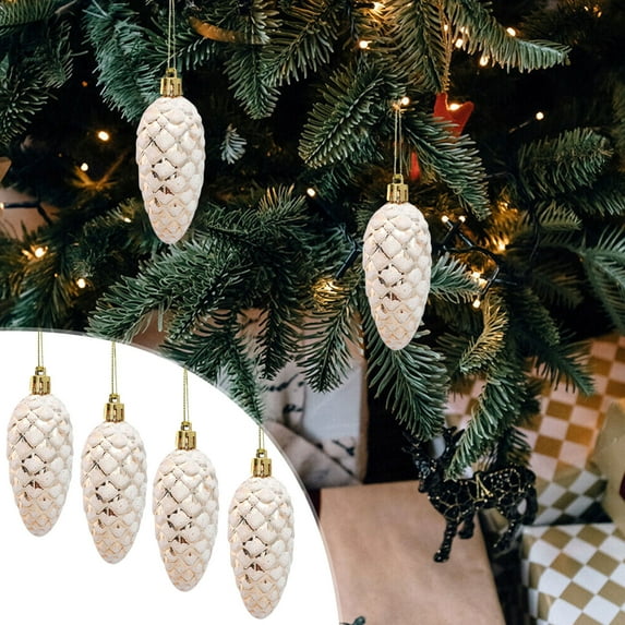 Christmas Ornaments, Pine Cone Hanging Decorations for Christmas Tree Holiday Party Home Decor, Glitter Decorative Pinecone Baubles for Indoor Outdoor Xmas Decoration Set