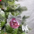 thumbnail image 1 of Christmas Ornaments, Pink Mirror Ball Ornament with Silver Glitter Bow Shatterproof Christmas Tree Decoration Hanging Bauble for Holiday Home Party Decor 2025 Trend Collection, 1 of 6