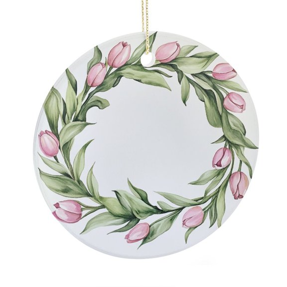 Christmas Ornaments Pink Tulips 2025 Christmas Ornaments Tulips Lover Ornament Customized Ceramic Xmas Tree Decor