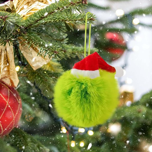 Christmas Ornaments Red Furry Christmas Ornaments For Tree Green Christmas Hanging Decorations 6cm 12pcs R