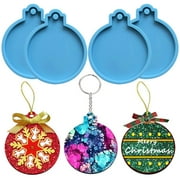 Christmas Ornaments Resin Mold, Round Silicone Resin Ornaments Mold with String, for DIY Crafts Making Holiday Xmas Home Decor, Blue