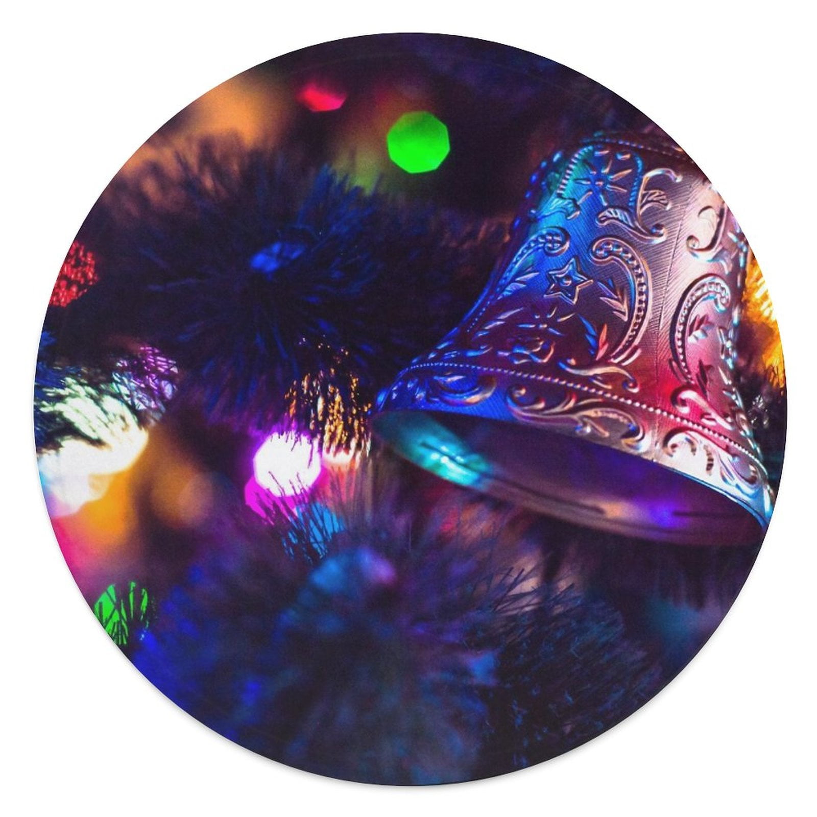 Christmas Ornaments Round Tablecloth,Stain Resistance Polyester Table