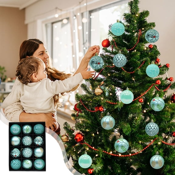 Christmas Ornaments Set, 12 Pcs Shatterproof Fall Christmas Tree Decorations Ball Ornaments Bulk, 2.36 Inch Elegant Hanging Ornaments for Xmas Trees Wedding Decor
