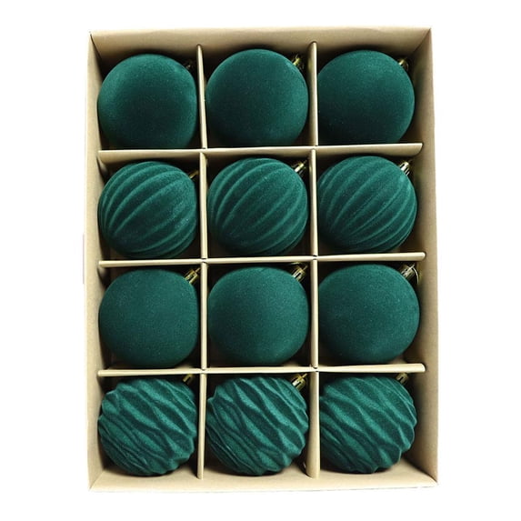 Christmas Ornaments Set, 12pcs 2.36in Flocked Shatterproof Hanging Balls for Xmas Tree Decor