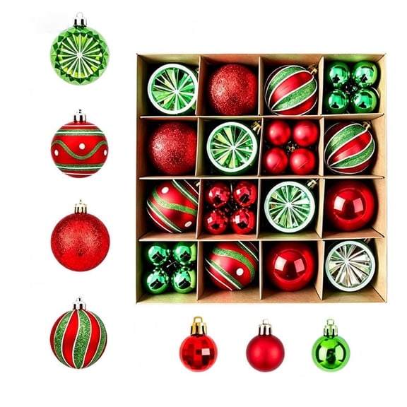 Christmas Ornaments Set 15pc Shatterproof Plastic Balls Hanging Decor for Christmas Trees Christmas Ball Ornaments