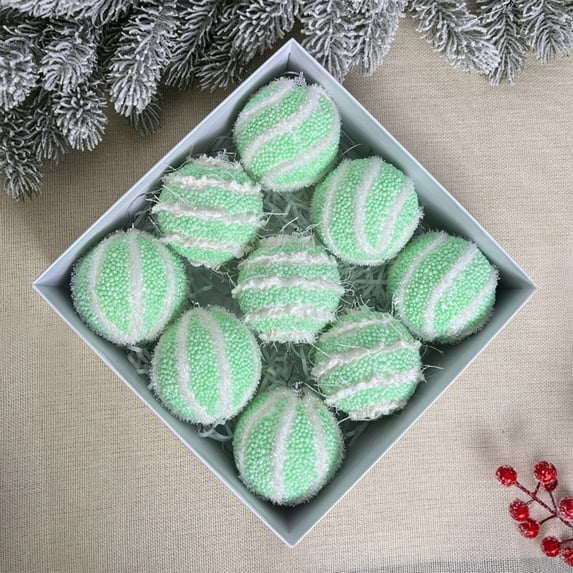 Christmas Ornaments Set 2.4 Inch Mint Green Glitter Balls, Shatterproof Decorative Hanging Baubles Gift Box Set for Xmas Tree Holiday Party Home Decoration