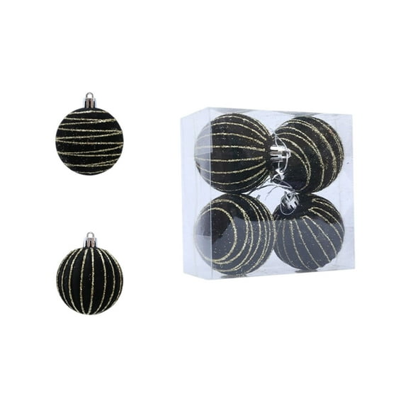 Christmas Ornaments Set, 4 Pack Flocked Glitter Ball Decorations For Tree Hanging, Plastic Holiday Baubles For Party Display, Festive Home Décor, And Christmas Celebration Arrangements