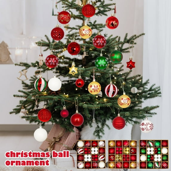 Christmas Ornaments Set 44pcs: 2.36 Inch Shatterproof Christmas Ball Ornaments for Decorating Your Xmas Tree, Holiday & Party Events