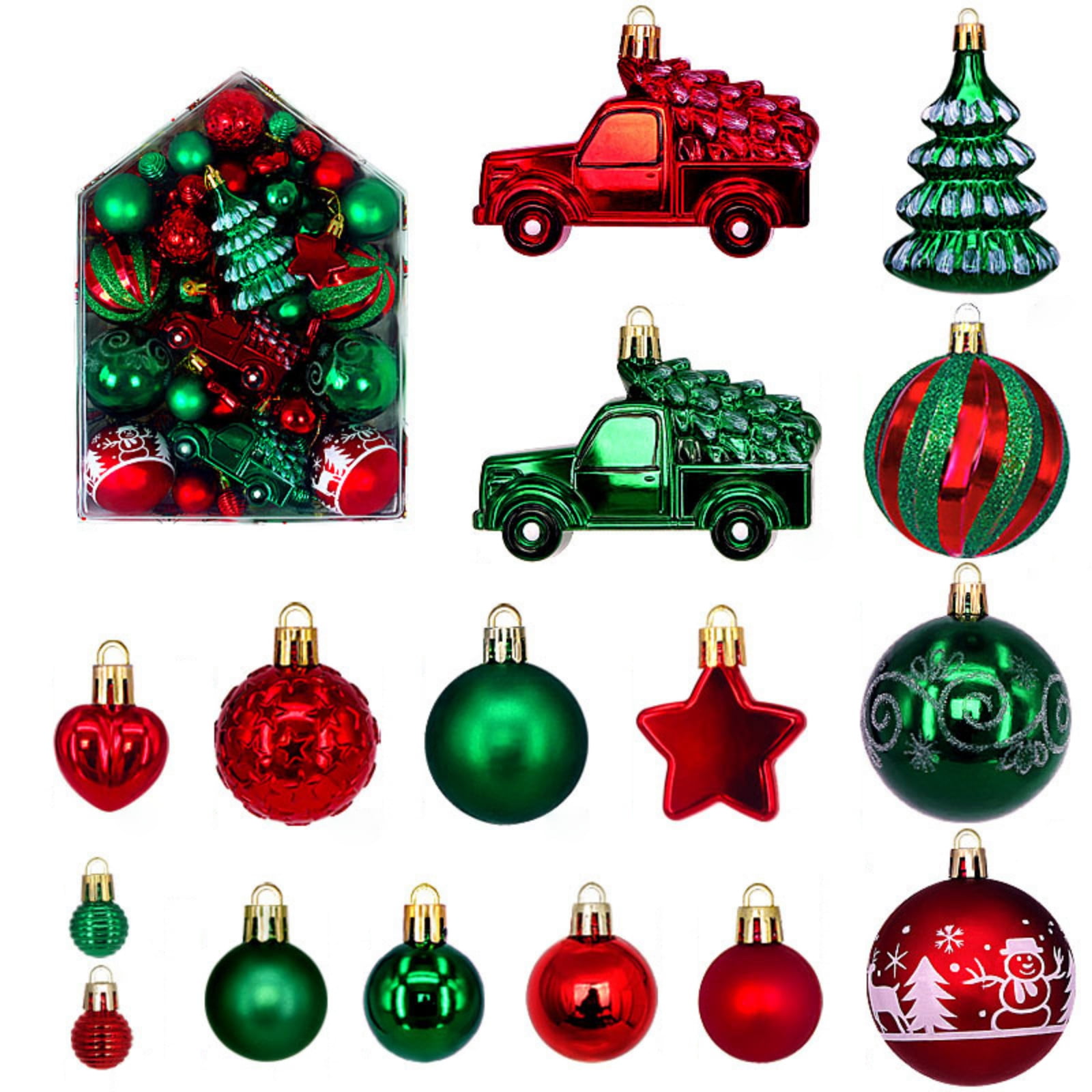 Christmas Ornaments Set,72ct Shatterproof Theme Christmas Tree