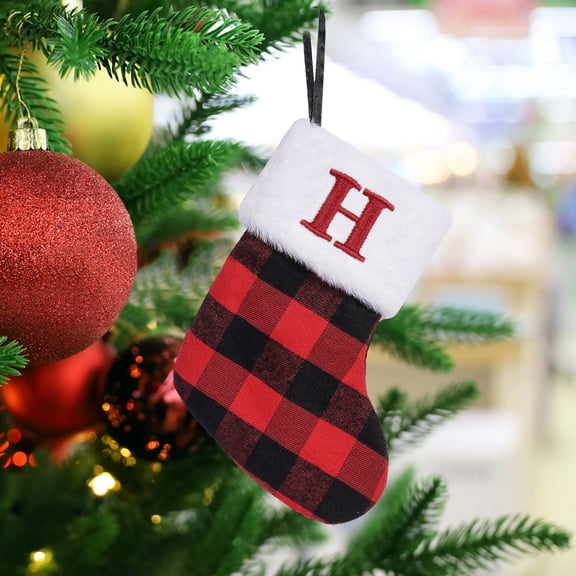 Christmas Ornaments Set Christmas Stockings with Initials Knitted Hosiery Wool Hosiery Embroidered Letter Children's Candy Gift Bag Christmas Stocking Gift Bag Christmas Hanging Stockings