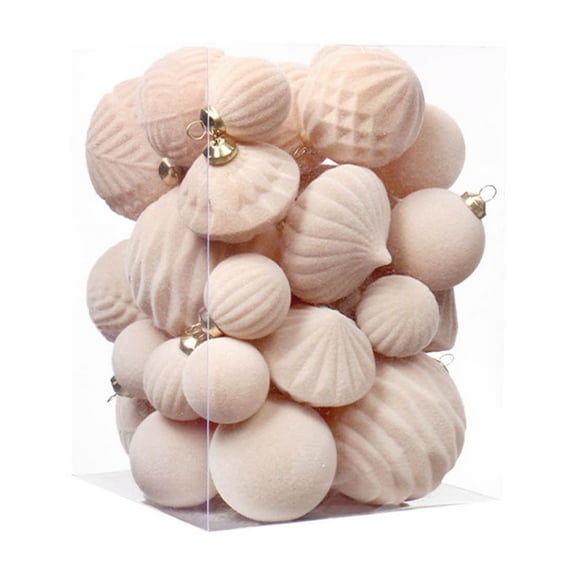 Christmas Ornaments, Shatterproof Christmas Balls, 35 Pieces Velvet Flocada Hanging Decorations for Christmas Tree, Classic Assorted Sizes, Durable Plastic Material, Holiday Party Home Décor