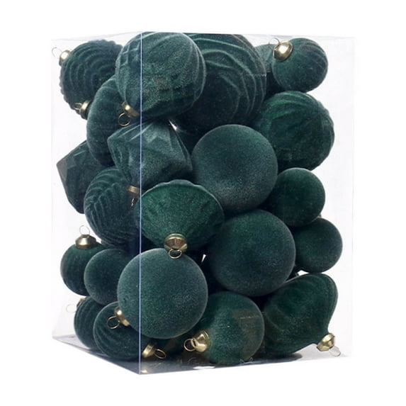 Christmas Ornaments, Shatterproof Christmas Balls, 35 Pieces Velvet Flocada Hanging Decorations for Christmas Tree, Classic Assorted Sizes, Durable Plastic Material, Holiday Party Home Décor