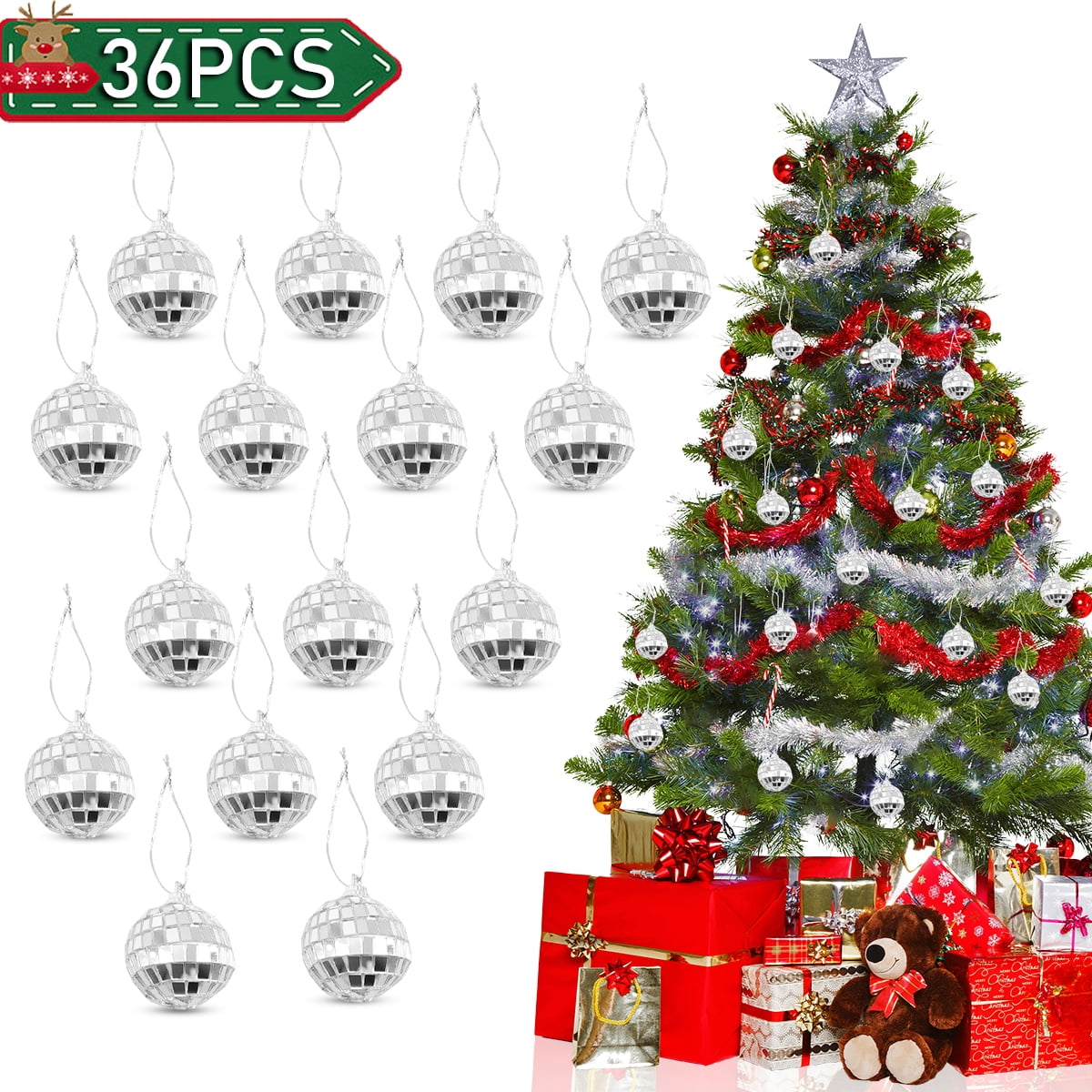Christmas Ornaments Silver Disco Mirror Ball Christmas Tree Ornaments