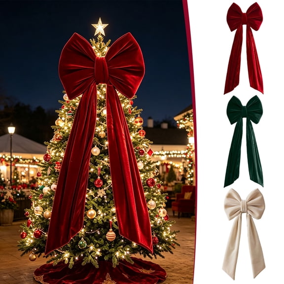 Christmas Ornaments, Thick Velvet Large Trailing Bow, Holiday Decor, Christmas Bow, Velvet Christmas, for Xmas Tree, Home, Party, Holiday Christmas Decorations