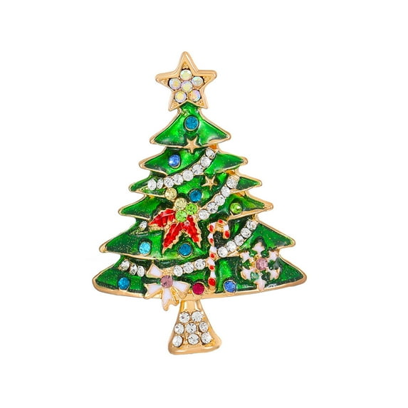 Christmas Ornaments for Tree,Christmas Tree Hanging Decoration,Christmas Decorations Indoor Farmhouse,Christmas Enamel Inlaid Diamond Christmas Tree Brooch Winter Coat Sweater Pin Accessories