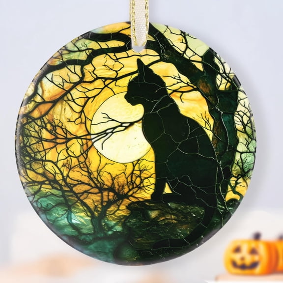 Christmas Ornaments - Tree Decorations - Black Cat Moonlight - Christmas Ornament - Holiday Tree Decoration - Ceramic Keepsake - Gift for Women Men Kids - Home Decor - 2025 Holiday