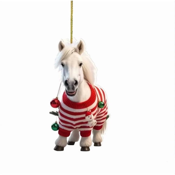 Christmas Ornaments Tree Decorations Hanging Ornaments for Small Little Trees Acrylic Horse Holiday Party Outdoor Indoor Home Decor