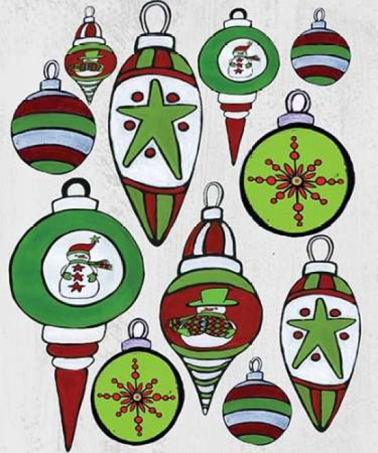 Christmas Ornaments V Canvas Art - Shanni Welsh (20 x 24)