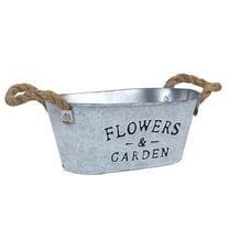 Christmas Ornaments Vase/Flower Pot Rustic Small Metal Plant Container Bucket with 'Flowers & Garden' Quote and Handles Balcony Decor Christmas Decor Graduation Party Decor