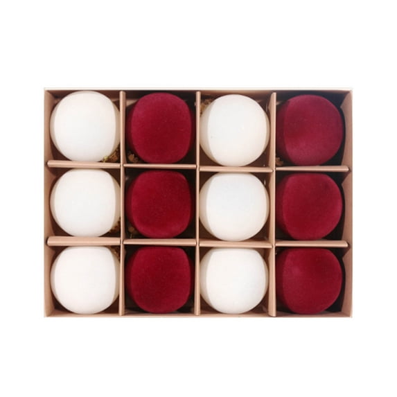 Christmas Ornaments, Velvet Christmas Balls, 12 Pcs Flocked Hanging Xmas Ball Decorations, 3.14 Inch Durable Plastic with Metal Buckle for Tree and Home Holiday Decor
