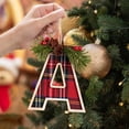 thumbnail image 1 of Christmas Ornaments, Wooden Letter Alphabet Hanging Decoration with Plaid Fabric and Pinecone Accent for Christmas Tree Holiday Party Home Decor 2025, 1 of 7