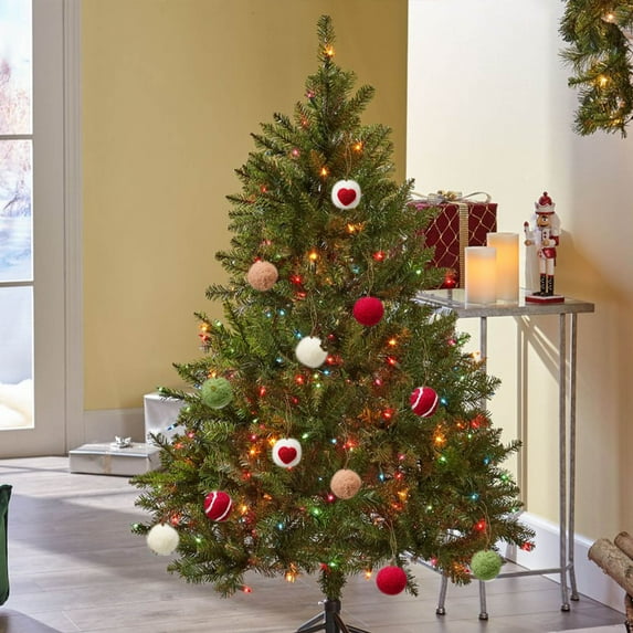 Christmas Ornaments, Wool Felt Ball Garland, 24pcs Boxed Set for Tree Decor, Soft Textured Xmas Balls, Festive Home Decorations, 2025 Holiday Decorative Accessories