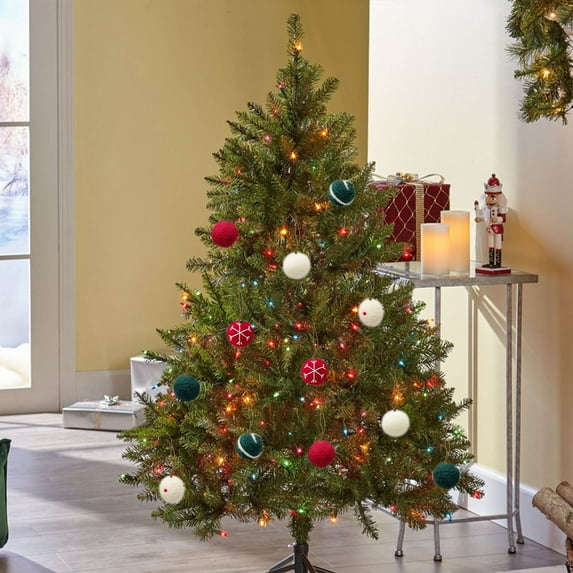 Christmas Ornaments, Wool Felt Ball Garland, 24pcs Boxed Set for Tree Decor, Soft Textured Xmas Balls, Festive Home Decorations, 2025 Holiday Decorative Accessories