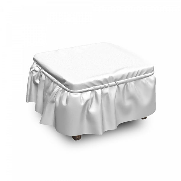 Christmas Ottoman Cover Traditional Borders 2 Piece Slipcover Set with Ruffle Skirt for Square Round Cube Footstool Decorative Home Accent Standard