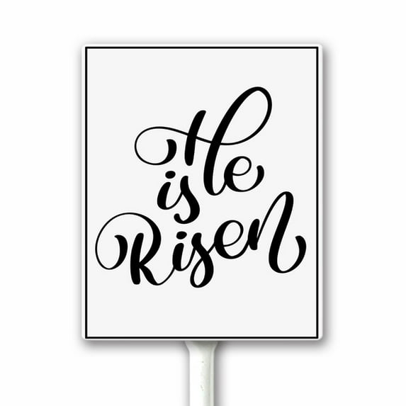 Christmas Outdoor Decoration He Is Risen Christmas Yard Sign with Stake Winter Holiday Decor Lawn Sign 4.6x6 IN Sturdy Aluminum Weatherproof Easy Install