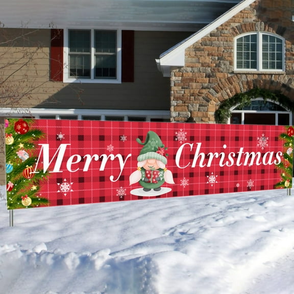 Christmas Outdoor Decorations, Christmas Yard Decor, Large Holiday Garden Flag for Front Porch and Yard, Polyester Multicolor Christmas Banner for Indoor and Outdoor Party Decor