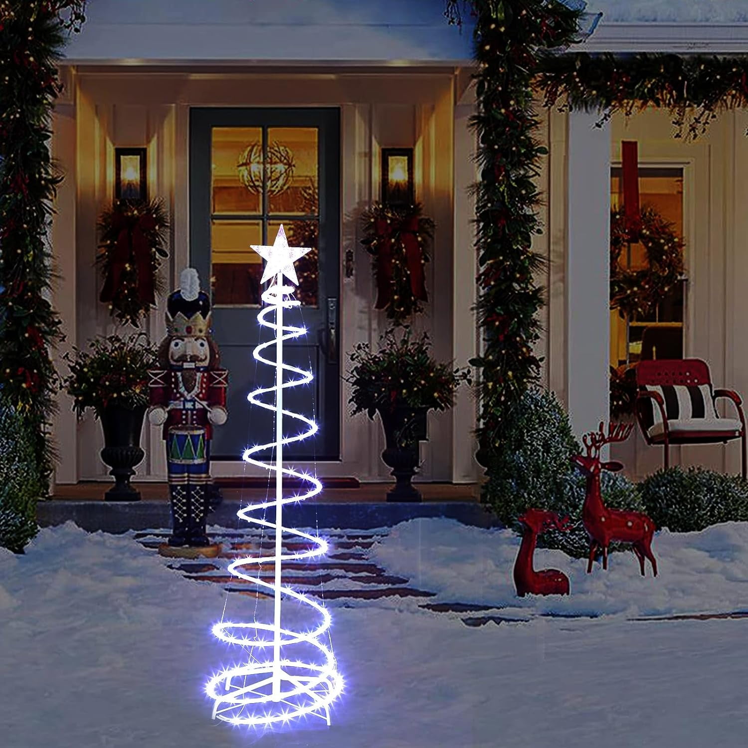 Christmas Outdoor Decorations,Light Up Christmas Spiral Tree for Outdoor and Indoor,Christmas