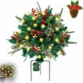 thumbnail image 1 of Christmas Outdoor Decorations Prelit Artificial Pine Trees Holiday Planter Filler With Tripod Stake Battery Powered 16In Lighted Urn Filler Waterproof LED Tree Yard Garden Porch Display Decor, 1 of 7