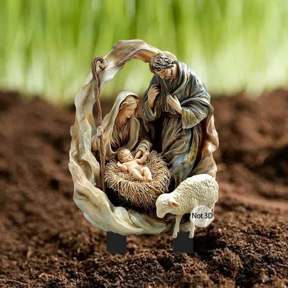 Christmas Outdoor Nativity Scene Decor under $5! Yannianjz 2D Holy Family Outdoor Decorations with Sturdy Stakes Jesus Joseph Mary Yard Signs for Xmas Holiday Lawn Home Garden Decor
