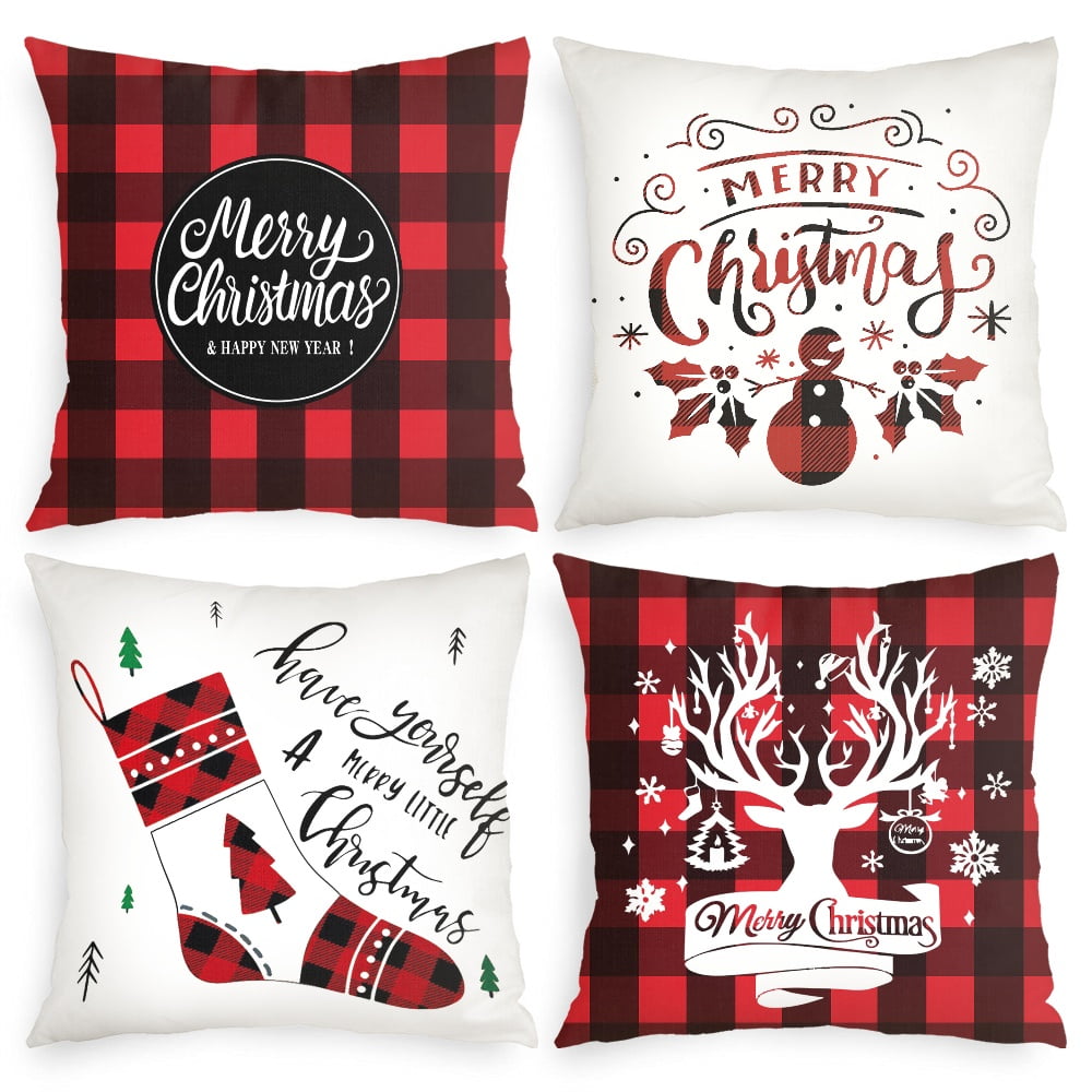 Holiday Farmhouse Pillow Covers- 4 Pack- Back Home Direct