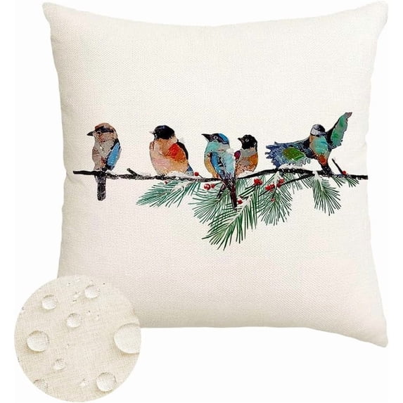 Christmas Outdoor Pillow Covers Waterproof 12x20 Inch Birds Christmas Winter Decorations Lumbar Throw Pillow Cases Xmas Birds Decor Decorative Pillows for Couch Holiday Teal