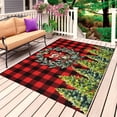 thumbnail image 1 of Christmas Outdoor Rug 6x9 Ft, Non Slip Washable Area Rug, Xmas Tree Berries Red Black Buffalo Plaid Patio Rugs Carpet Runner, Large Floor Mat for Indoor/Outdoor Deck Porch Camping, 1 of 8