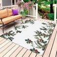 thumbnail image 1 of Christmas Outdoor Rug for Patio/Deck/Porch, Non-Slip Large Area Rug 3 x 5 Ft, Green Xmas Botanical Berry Indoor Outdoor Rugs Washable Area Rugs, Reversible Camping Rug Carpet Runner, 1 of 8