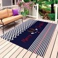 thumbnail image 1 of Christmas Outdoor Rug for Patio/Deck/Porch, Non-Slip Large Area Rug 3 x 5 Ft, Xmas Navy Blue Striped Farmhouse Indoor Outdoor Rugs Washable Area Rugs, Reversible Camping Rug Carpet Runner, 1 of 8